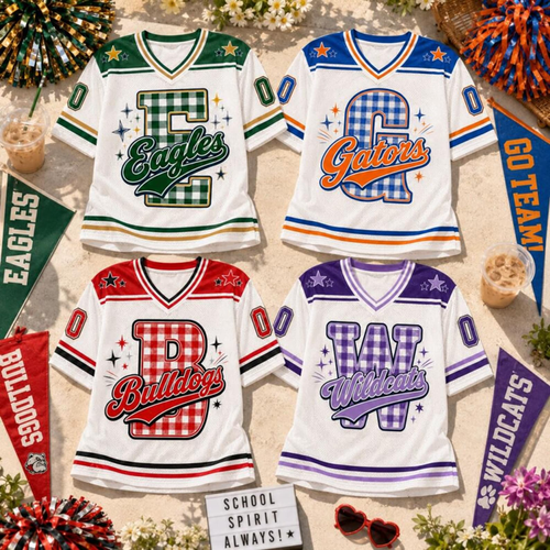 Personalized Mascot Name And Number Plaid Letter Teacher Mesh Jersey 