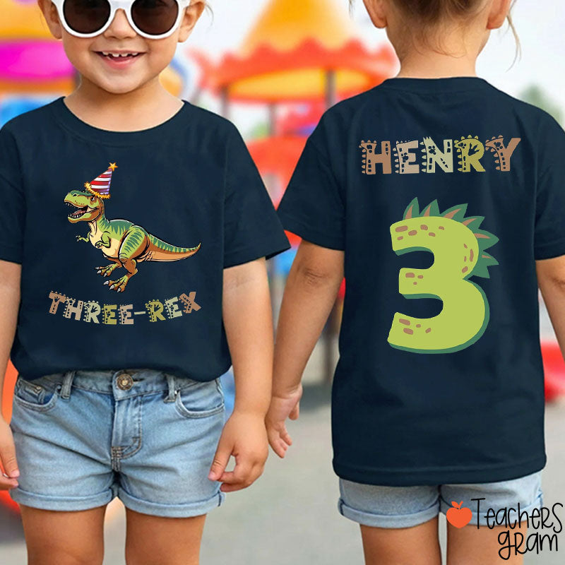 Personalized T-Rex Birthday Class Two Sided T-Shirt