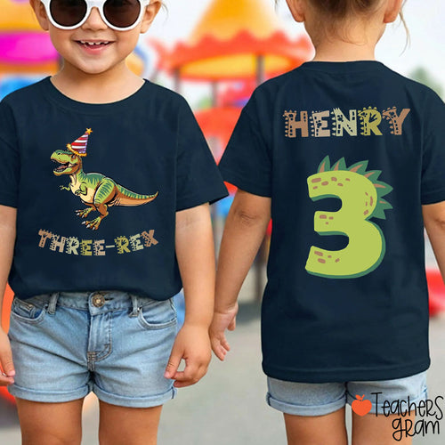 Personalized T-Rex Birthday Class Two Sided T-Shirt