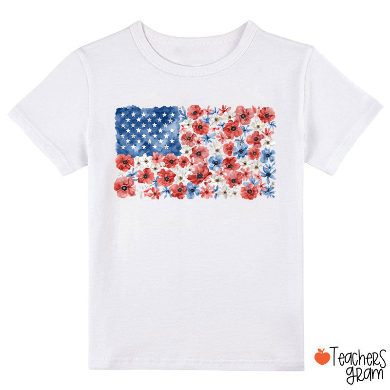 Vintage Floral USA Flag Class T-Shirt