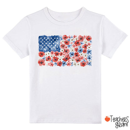 Vintage Floral USA Flag Class T-Shirt