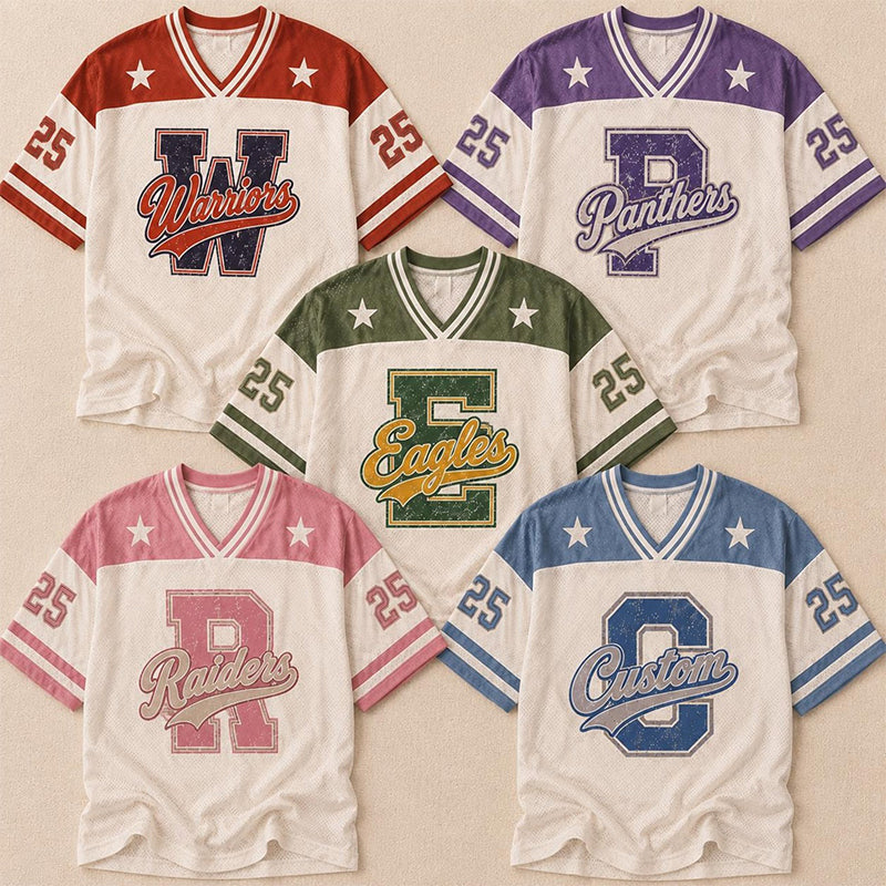 Personalized Mascot Preppy Stripes Retro Distressed Teacher Mesh Jersey