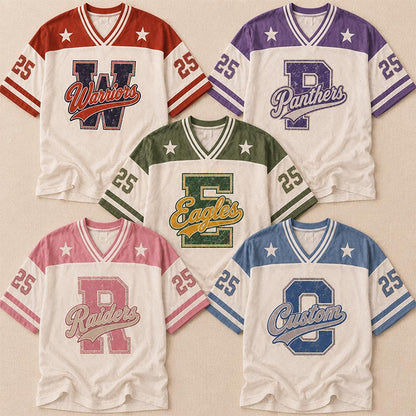 Personalized Mascot Preppy Stripes Retro Distressed Teacher Mesh Jersey