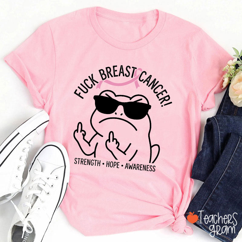 Fight Against Breast Cancer Frog Teacher T-Shirt