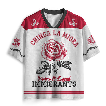Personalized Chinga La Migea Protect And Defend Immigrants Teacher Mesh Jersey