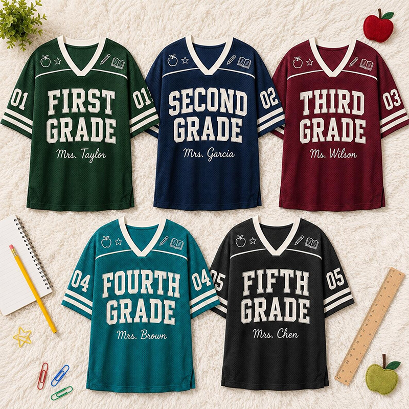 Personalized Grade Name And Number Teacher Mesh Jersey