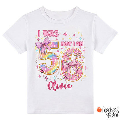 Personalized Floral I Was 5 Now I Am 6 Class T-Shirt