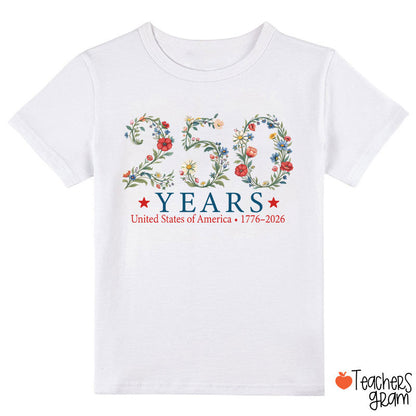 USA 250th Anniversary Floral Class T-Shirt