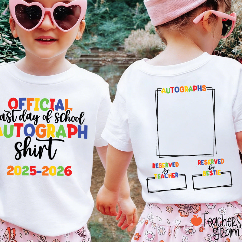 Personalized Last Day Of School Autograph Class Two Sided T-Shirt