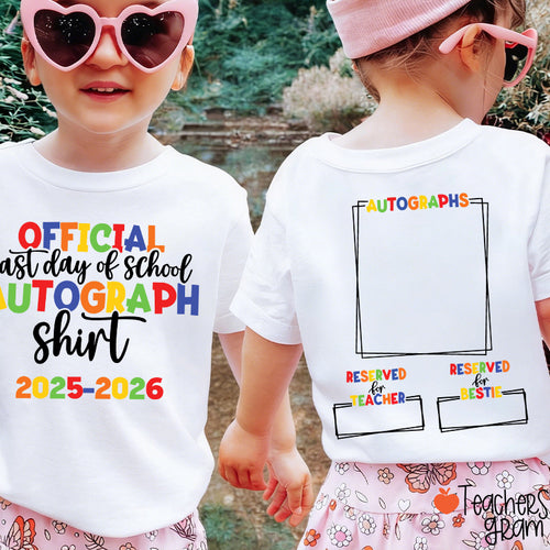 Personalized Last Day Of School Autograph Class Two Sided T-Shirt