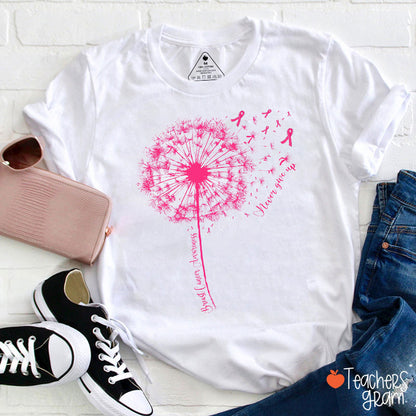 Never Give Up Breast Cancer Awareness Teacher T-Shirt