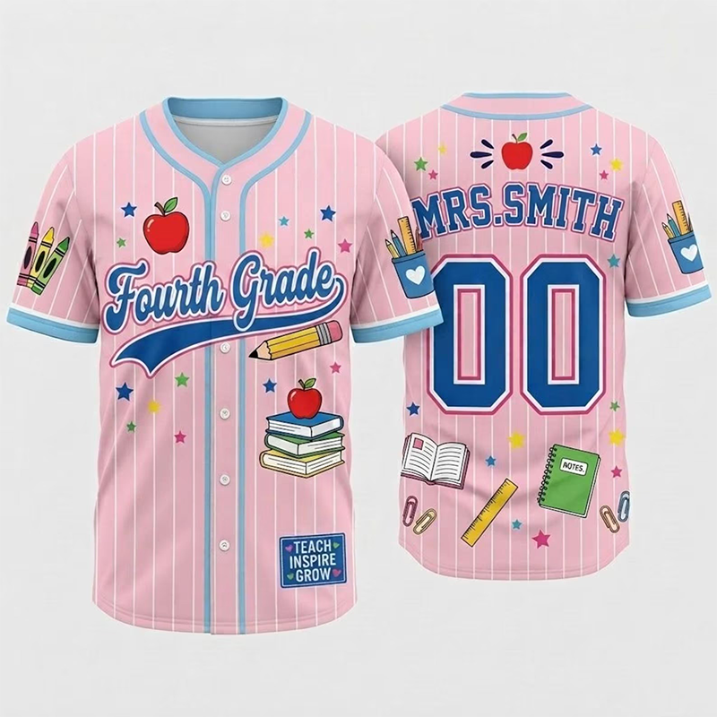 Personalized Grade Name And Number Teacher Baseball Jersey