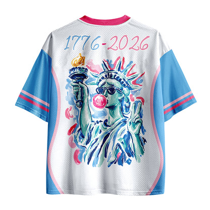 Preppy Statue Of Liberty Blowing Bubble Teacher Mesh Jersey
