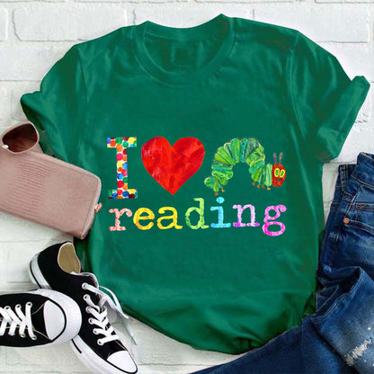 I Love Reading Caterpillar Teacher T-Shirt
