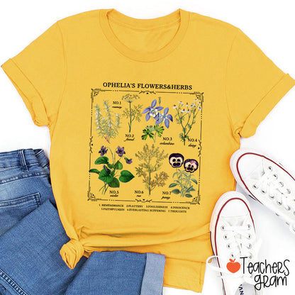 Ophelia's Flowers And Herbs Teacher T-Shirt