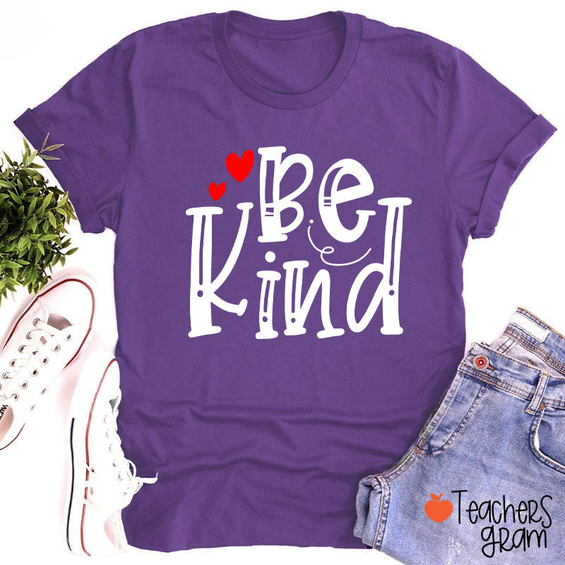 Be Kind Red Heart Teacher T-Shirt