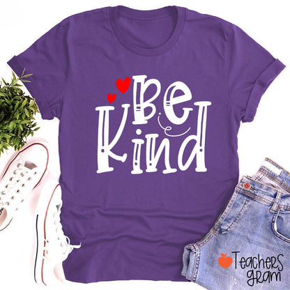 Be Kind Red Heart Teacher T-Shirt