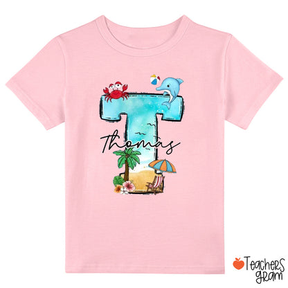Personalized Initial And Name Summer Vacation Class T-Shirt