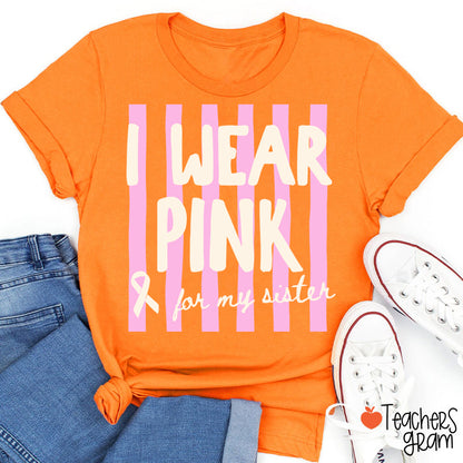 Personalized I Wear Pink For My Pink Ribbon Teacher T-Shirt