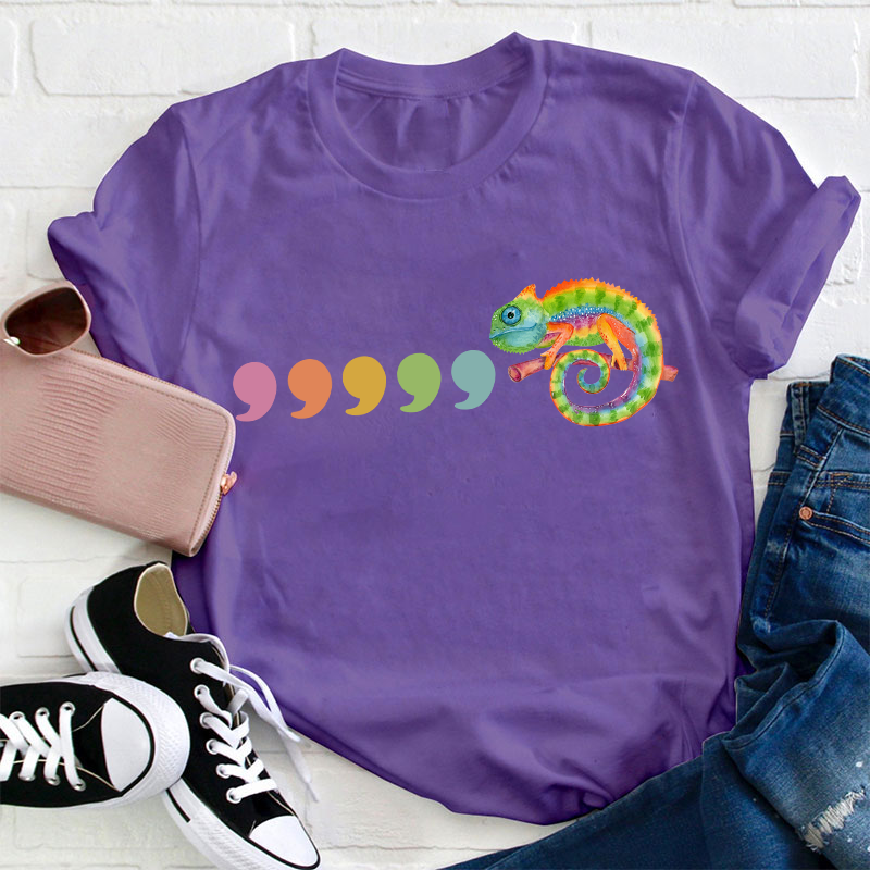 Comma Comma Chameleon Teacher T-Shirt