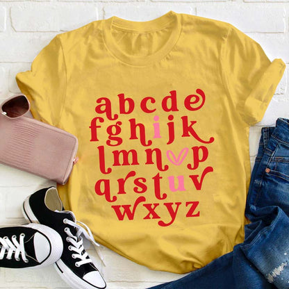 Valentine Alphabet I Love You Teacher T-Shirt