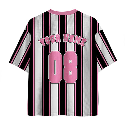 Personalized Team Name Pink Stripes Teacher Mesh Jersey