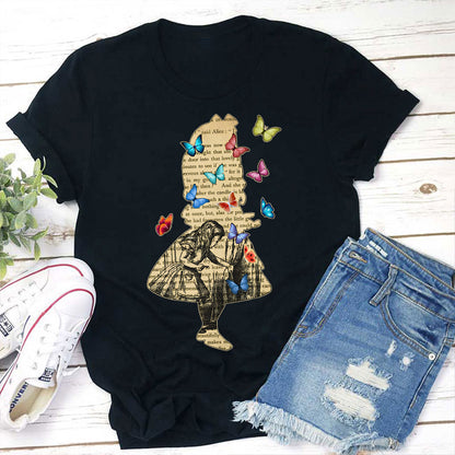 Vintage Alice In Wonderland Butterfly Teacher T-Shirt