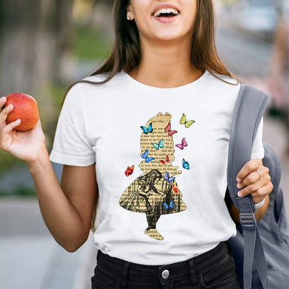 Vintage Alice In Wonderland Butterfly Teacher T-Shirt