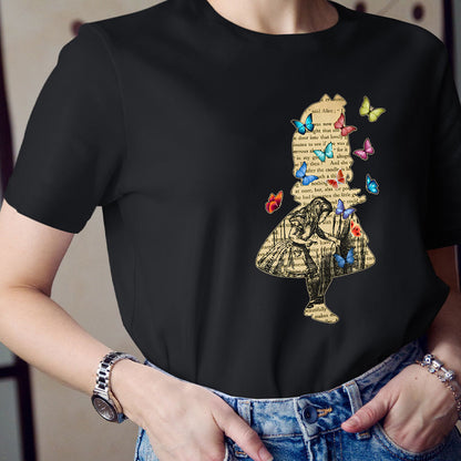 Vintage Alice In Wonderland Butterfly Teacher T-Shirt