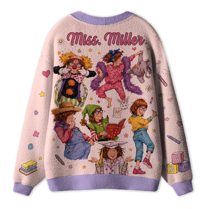 Personalized Name Children's Book Girl Teacher Ugly Cardigan Sweaters