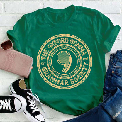 The Oxford Comma Grammar Society Teacher T-Shirt