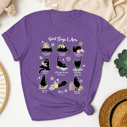 Cute Cat God Says I Am Teacher T-Shirt