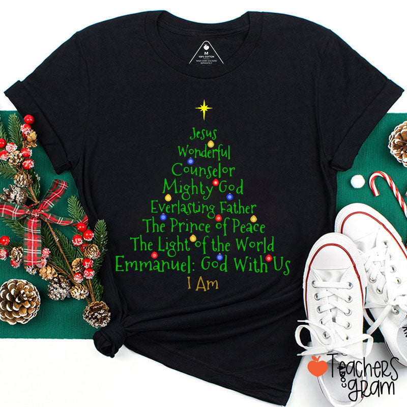 Jesus Wonderful Christmas Tree Teacher T-Shirt