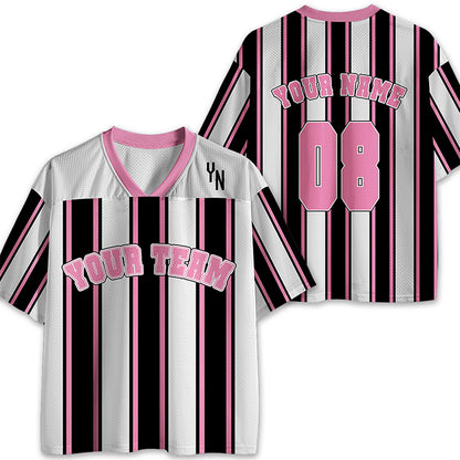 Personalized Team Name Pink Stripes Teacher Mesh Jersey