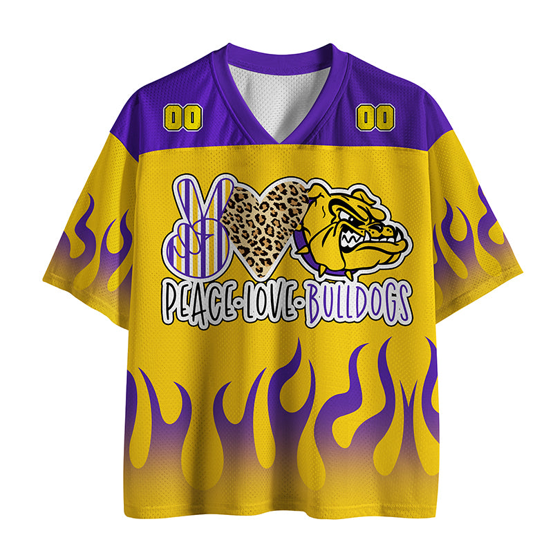 Personalized Mascot Flame Peace Love Teacher Mesh Jersey