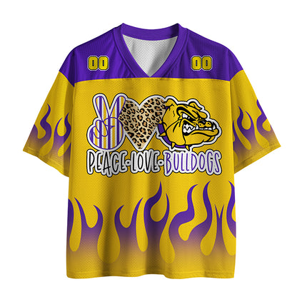 Personalized Mascot Flame Peace Love Teacher Mesh Jersey