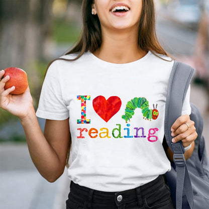 I Love Reading Caterpillar Teacher T-Shirt