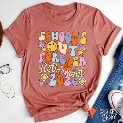 Personalized School's Out Forever Retirement Teacher T-Shirt
