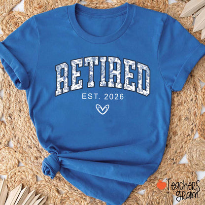 Personalized Toile Retirement Blue And White Porcelain Teacher T-Shirt