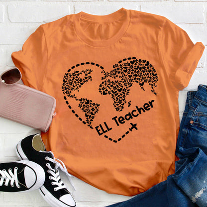 Ell Cute Heart Shape Teacher T-Shirt