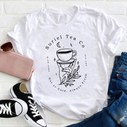 Suriel Tea Co Hot Or Cold Always Fresh Teacher T-Shirt