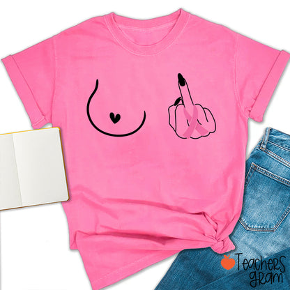Middle Finger Minimal Line Art Distressed Washed Teacher T-Shirt
