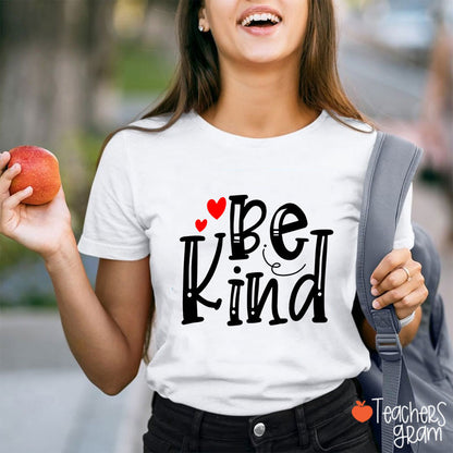 Be Kind Red Heart Teacher T-Shirt