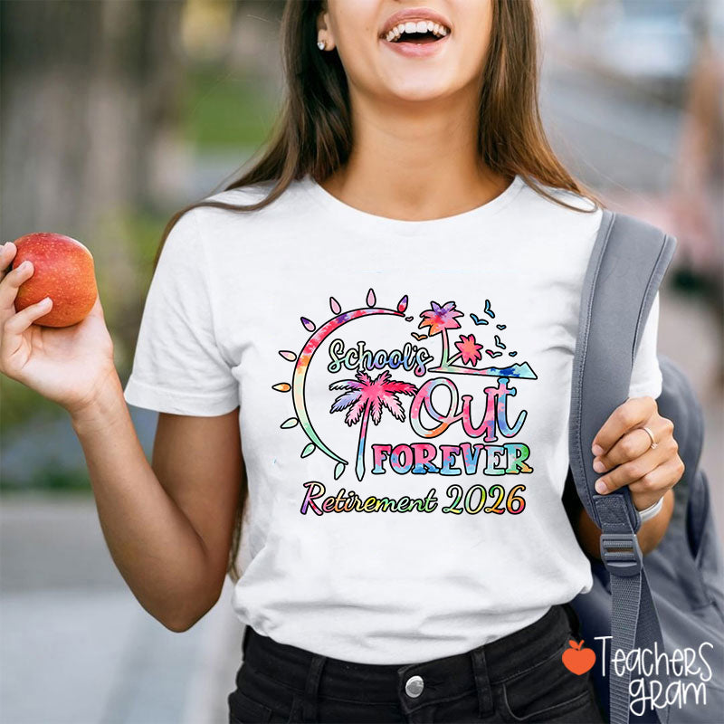 Personalized Tie Dye Style Retirement Teacher T-Shirt