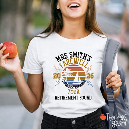 Personalized Name And Year Farewell Tour Retirement Squad Teacher T-Shirt