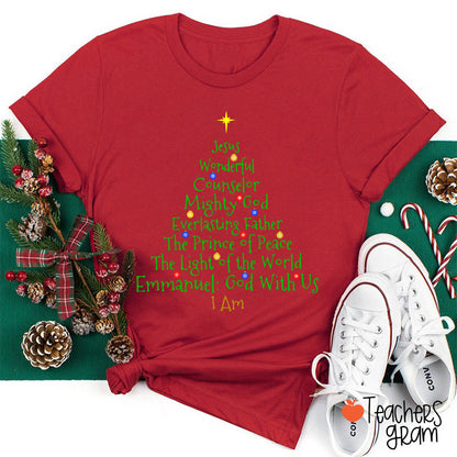 Jesus Wonderful Christmas Tree Teacher T-Shirt