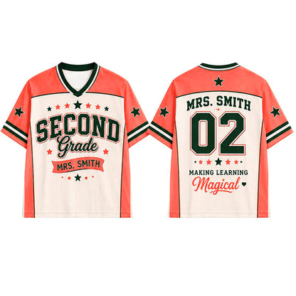 Personalized Grade And Name Making Learning Magical Teacher Mesh Jersey