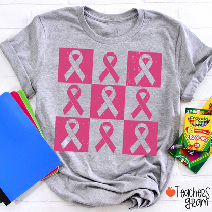 Pink Ribbon Breast Cancer Awareness Teacher T-Shirt