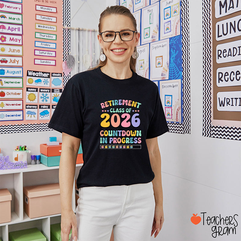 Personalized Retirement Class Countdown In Progress Teacher T-Shirt