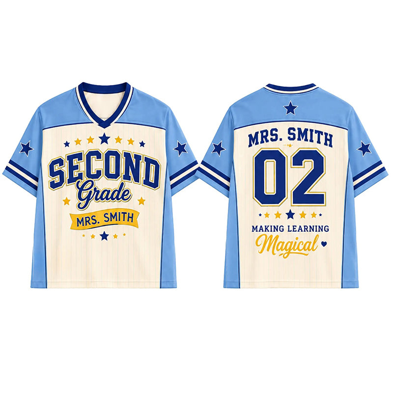 Personalized Grade And Name Making Learning Magical Teacher Mesh Jersey
